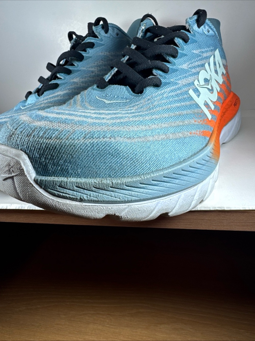 HOKA One One Mach 5 Men’s Size 10.5D Light Blue & Orange Running Shoes - Picture 4 of 12
